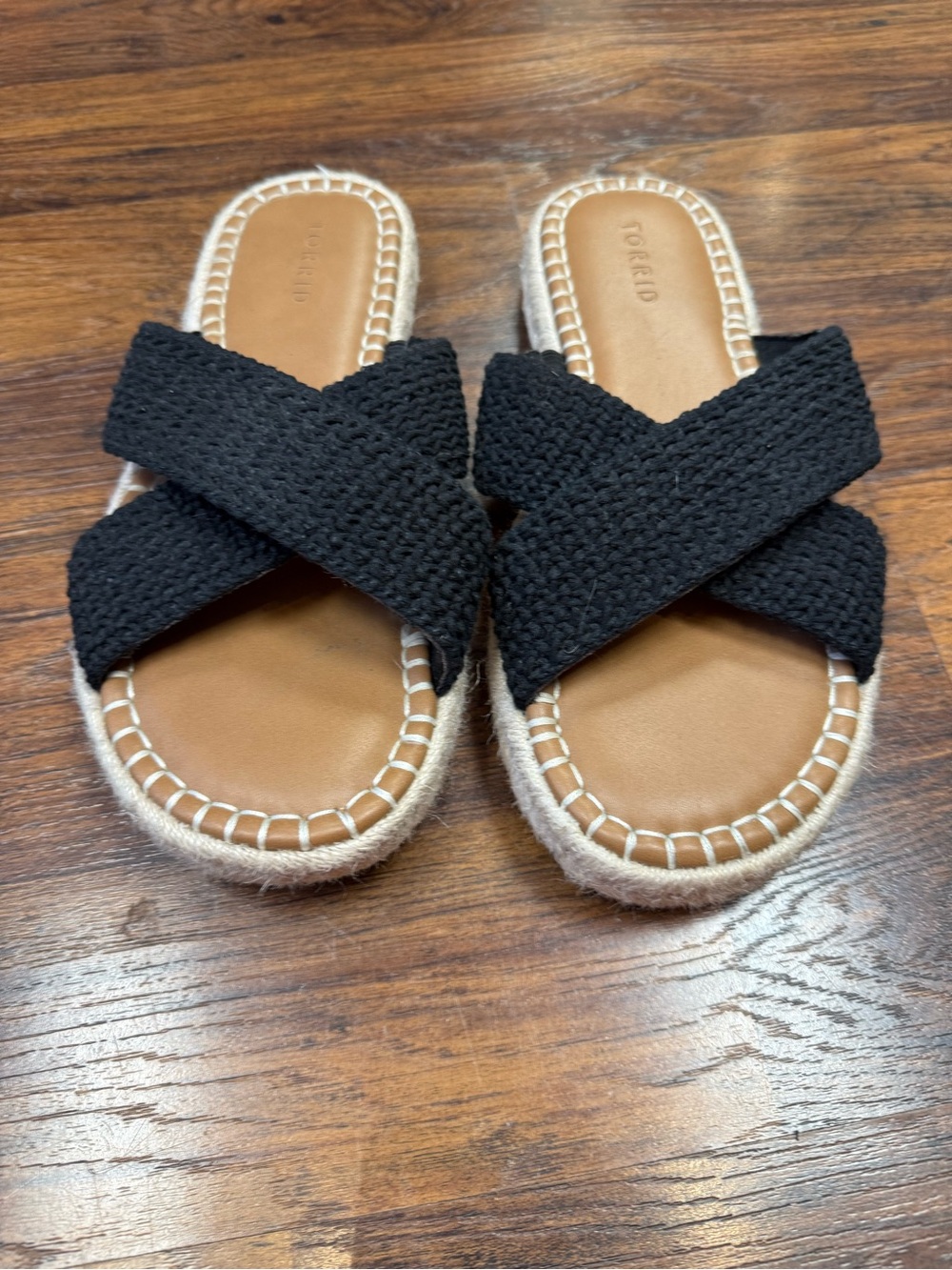 torrid Black Crisscross Woven Espadrille Slide Sandals